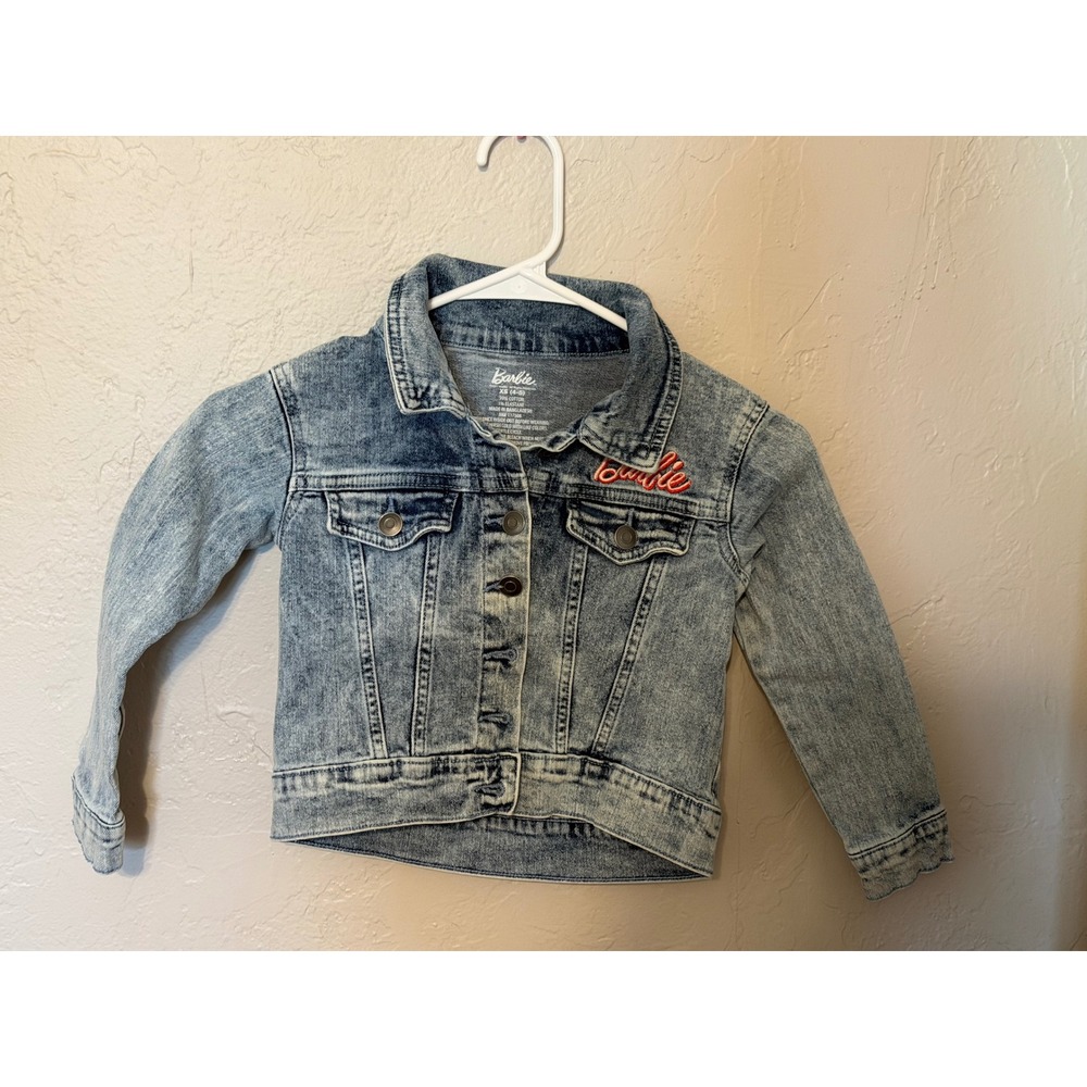 Barbie Girls Acid Wash Denim Jacket Girl Revolution Graphic Blue XS 4-5